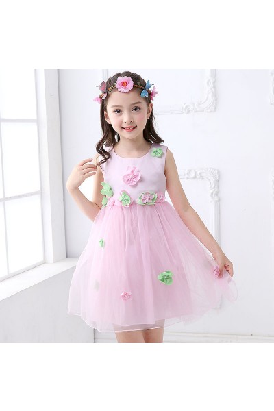 Little Big Girls Summer Embroidered Flower Dress Girl Pink Birthday Party Princess Laces Dress for Wedding Little Big Girls Summer Embroidered Flower Dress Girl Pink Birthday Party Princess Laces Dress for Wedding